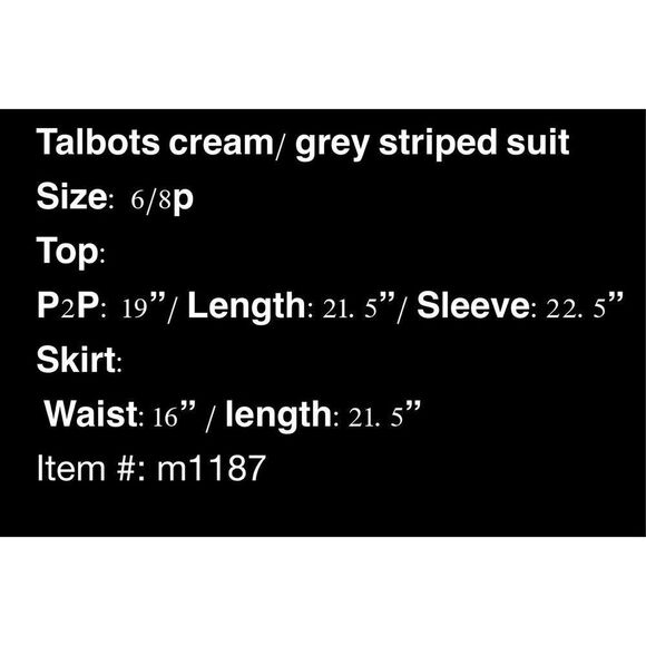Talbots cream with grey stripes skirt suit- size 6 - Picture 14 of 14